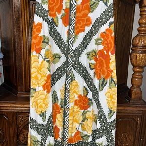 Cato White Maxi Skirt with Orange & Yellow Floral Print